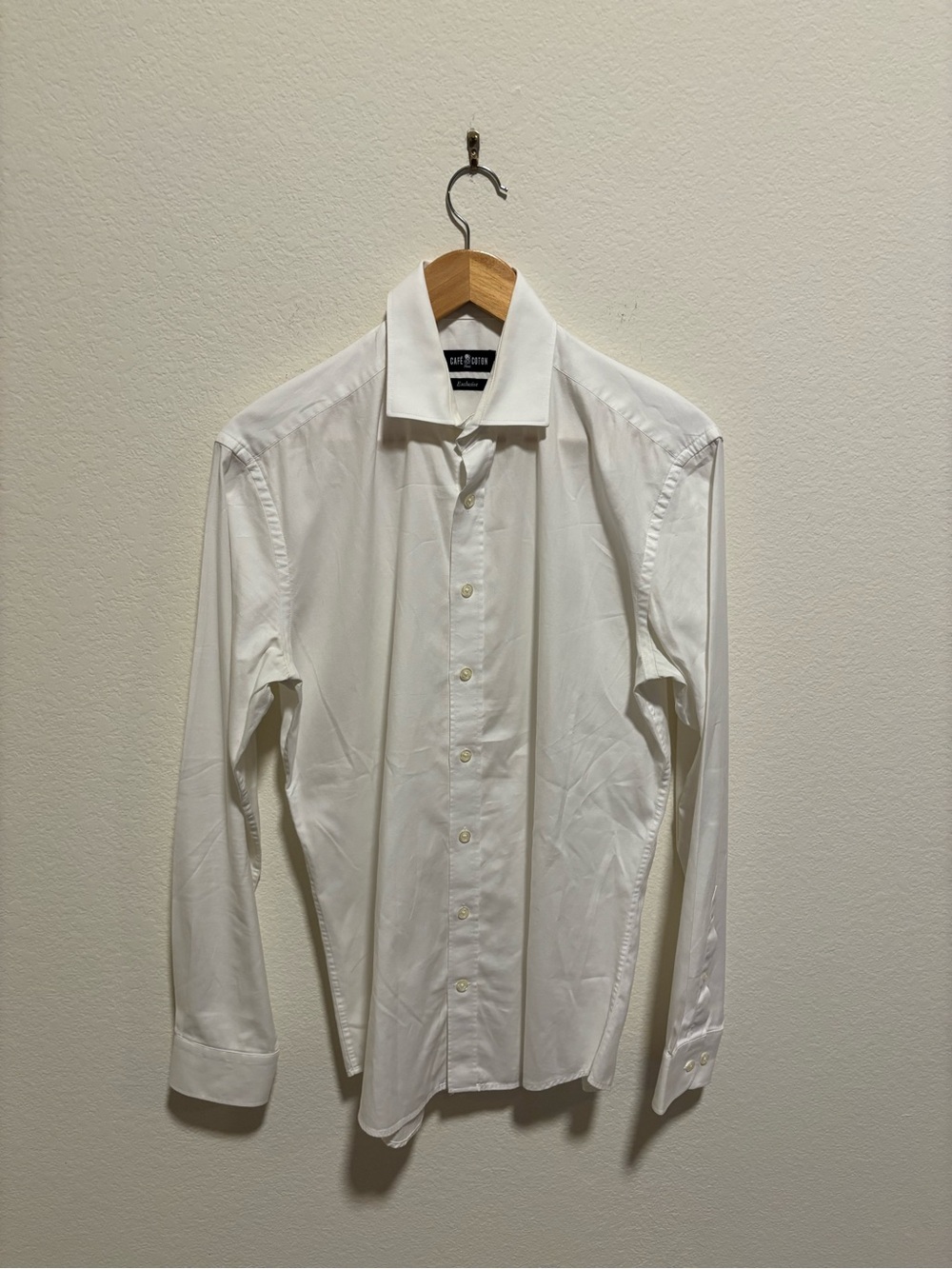 Cafe Coton White Men’s Dress Shirt - Classic Collar